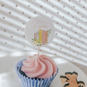 Storybook Cupcake Toppers - Editable 2&quot; Circles for Birthday & Baby Shower Decor, Girl Book Lover Themed Party Essentials#Y236