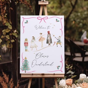 Nutcracker Birthday Welcome Sign | Christmas Ballerina Welcome Poser | Editable Girl Winter Onederland Birthday Party Decoration#MC2