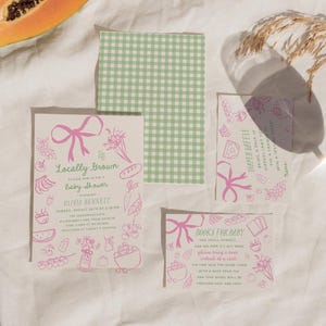 Bundle de baby shower cultivé localement - invitation modifiable pour bébé du marché de producteurs, demande de livre, tombola de couches et carte de remerciement # SA4