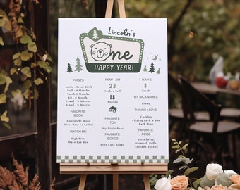 One Happy Camper 1st Birthday Milestone sign, Boy 1st Birthday Baby Keepsake Sign, Happy Camper Birthday Milestone Sign,Fully Editable#SU1