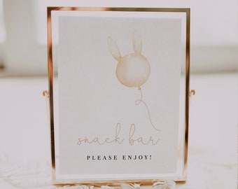 Fully Editable Minimal Beige Bunny Table Signs, Some Bunny Shower Favors Sign, Add Your Own Text, Cards and Gifts,Some Bunny Party Sign#S222