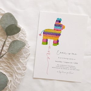 First Fiesta Birthday Invitation, Fiesta and Fun Invitation, Mexican Birthday Invitation, Piñata Invitation, Any Age, Fully Editable#R37