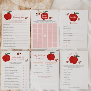 Apple Baby Shower Editable Game Bundle | Apple of Our Eye Baby Shower Activities | Editable Apple Baby Shower Games | #FA1