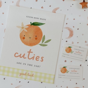 Guess How Many Cuties in the Jar Little Cutie Baby Shower Game - Playful Orange-Themed Design - Ready to Print & Play, Instant Download#FA2