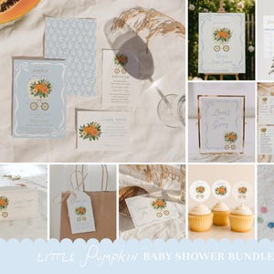 Little Pumpkin Baby Shower Bundle - Fall Baby Shower Bundle - Editable Autumn Boy Pumpkin Baby Shower Invite, Games & Decor#FA4
