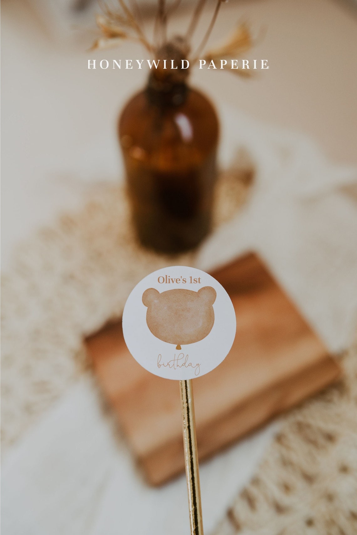 Editable Printable Teddy Bear Cupcake Toppers Brown Bear | Etsy