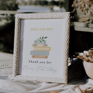 Segni da tavolo per baby shower completamente modificabili con libro di fiabe, primo segno di biblioteca, segno di snack bar, aggiungi il tuo testo, cartoline e regali #Y227