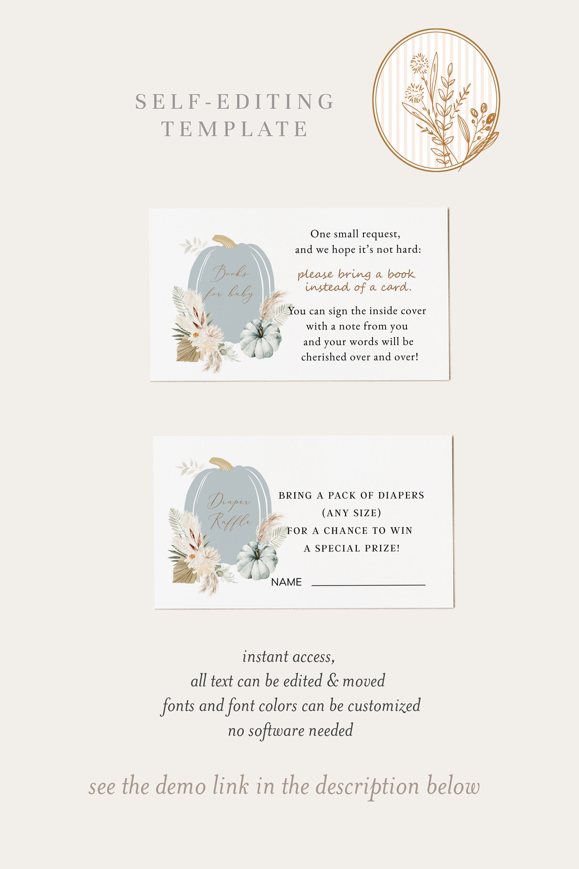 Blue Little Pumpkin Baby Shower Books for Baby Insert Diaper Etsy