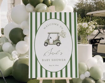 Golf Baby Shower Welcome Sign – New to the Club Theme – Editable Boy Shower Decor Template#BO5