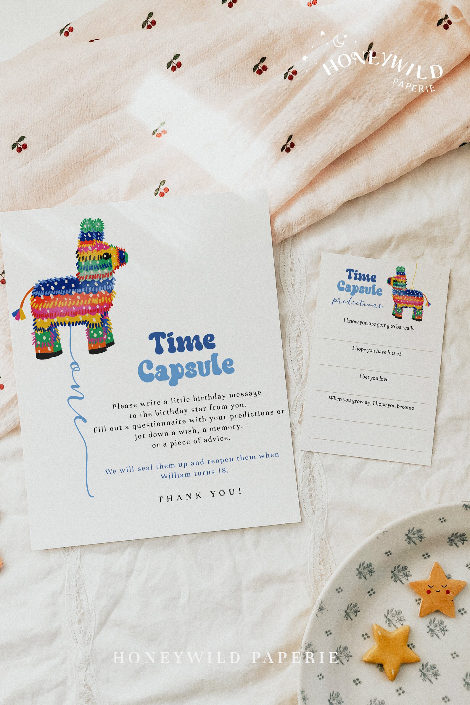 Pinata Sign In First Fiesta Birthday Piñata Time Capsule Sign and Matching Printable ...