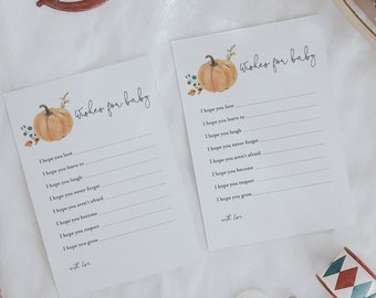 Boho Little Pumpkin Wishes for Baby Shower Printable Game, Pumpkin Baby Shower Words of Wisdom, Editable Shower Game#F2