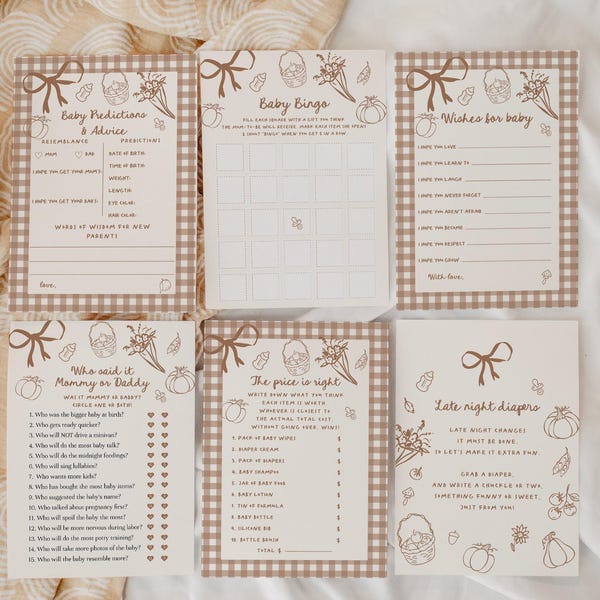 Editable Fall Locally Grown Baby Shower Game Bundle - Hand Drawn Autumn Baby Shower Activities - Farmers Market Little Pumpkin Games#FB1