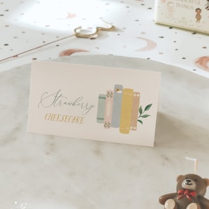 Editable Storybook Party Food Label Tent Card - Customize Your Buffet Dish Name Cards, Book Themed Shower Place Cards Templates#Y227