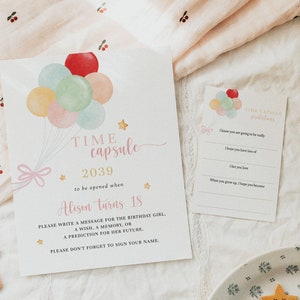 Les merveilles que vous serez fille bébé 1er anniversaire capsule temporelle et cartes à messages imprimables assorties, entièrement modifiables # Y239