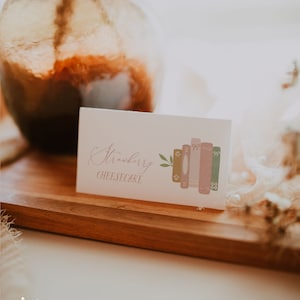 Editable Storybook Party Food Label Tent Card | Customize Your Buffet Dish Name Cards | Book Themed Shower Place Cards Template#YA0
