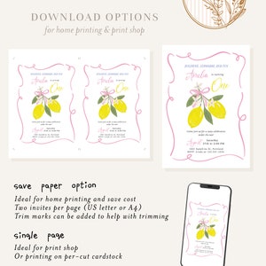 Sunshine Lemonade and Fun Birthday Invitation, Lemon Invitation, Girl Birthday Invite, Any Age • Fully Editable Template#SU0 image 6