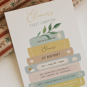 Storybook Birthday Invitation | First Chapter Birthday | Editable Book ...