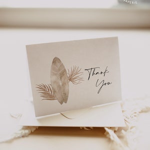 Baby an Bord der Babyparty Dankes-Karte | Boho Strand-Thema | Vollständig bearbeitbar # SU6