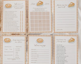 Cutie Pie Baby Shower Games Bundle, Bun In The Oven Shower Games, Autumn Baby Shower Activities (Editable Template)