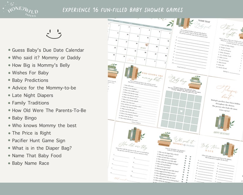 Storybook Boy Baby Shower Bundle, Book Lover Baby Shower Invite, Games and Decor Set, Fully Editable Templates For Book Themed Shower#Y237 image 2