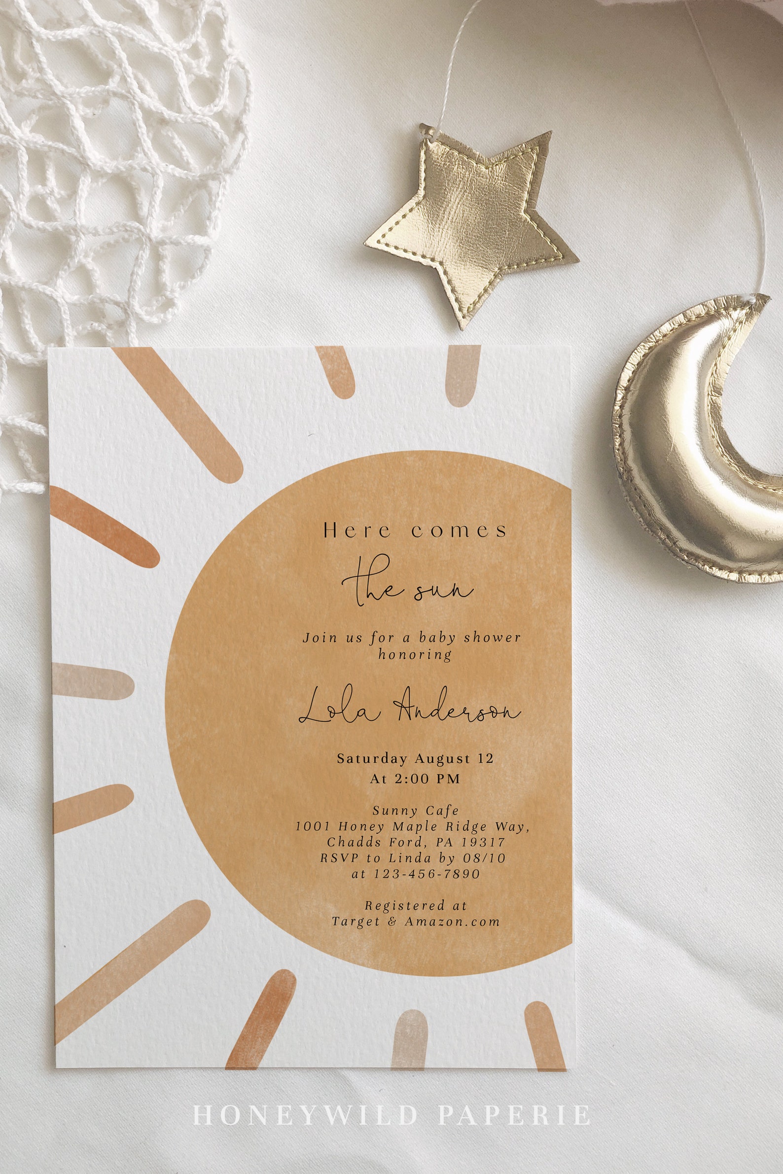 Here Comes the Sun Baby Shower Invitation Gender Neutral Etsy