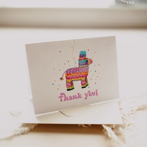 Fiesta Piñata Dankeskarte – Bunte und festliche Dankesnotizen – Fiesta Thank You, Muchas Gracias, bearbeitbar und ausdruckbar#YA1