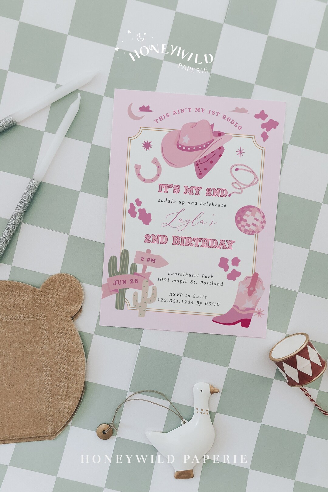 2nd Rodeo Birthday Invitation, Pink Wild West, Western 1st Birthday ...