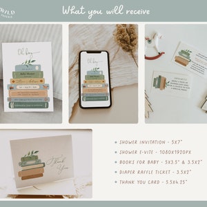 Storybook Boy Baby Shower Bundle, Book Lover Baby Shower Invite, Games and Decor Set, Fully Editable Templates For Book Themed Shower#Y237 image 3