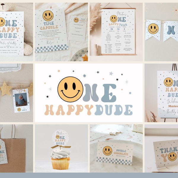 Blue One Happy Dude Birthday - Etsy