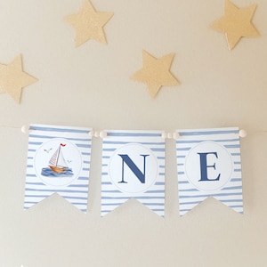 Nautical Birthday Banner Template, Navy Birthday, DIY High Chair Banner, Ahoy Sailor Party Banner, Fully Editable Printable#YR9