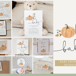 Gender Neutral Little Pumpkin Baby Shower Bundle, Pumpkin Baby Shower Set, Boho Baby Shower Bundle, A Little Pumpkin is on the Way#FA8