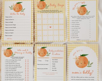 Little Cutie Baby Shower Game Bundle - Editable Clementine Orange Theme Baby Shower Games - Printable Citrus Baby Shower Activities#FA2