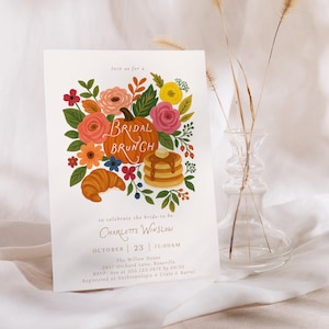 Pumpkin Spice Brunch Invitation - Fall Bridal Brunch - Pumpkin Floral Bridal Shower - Editable Autumn Bridal Shower Invite#FA0