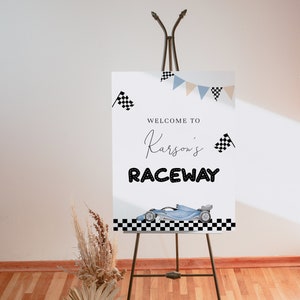 Blue Race Car Welcome Sign Template | Editable TWO Fast or Fast ONE ...