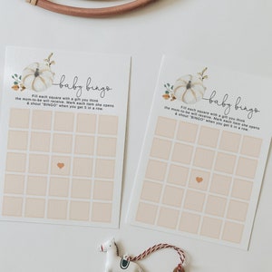 Juego de bingo para bebés, género neutro, juego editable para baby shower de Little Pumpkin, juego de bingo para baby shower de Little Pumpkin para imprimir en otoño, n.° FA7