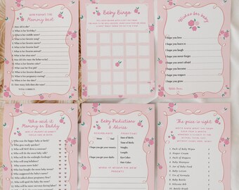 Editable Floral Baby Shower Game Bundle - Baby in Bloom Girl Baby Shower Activities - Hand Drawn Spring Garden Floral Theme#SP2