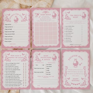Cielito Lindo Baby Shower Games Bundle - Pink Talavera Fiesta - Editable Girl Papel Picado Mexican Baby Shower Activities Set#YH4