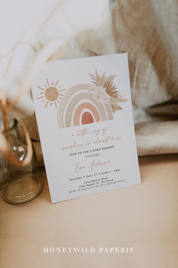 A Little Ray of Sunshine is on the Way Baby Shower Invitation Etsy