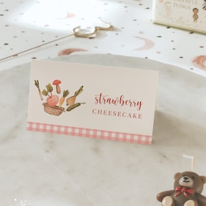 Tente d'étiquette de nourriture de baby shower de fille cultivée localement | cartes de visite personnalisables pour buffet | Marque-places à thème Marché de producteurs#YA7