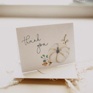 Boho pompoen babyshower bedankkaart, herfst babyshower bedankt, genderneutrale babyshower • Volledig bewerkbare sjabloon #FA7