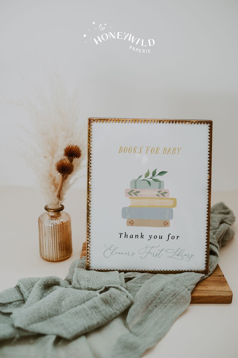 Fully Editable Storybook Baby Shower Table Signs, First Library Sign ...