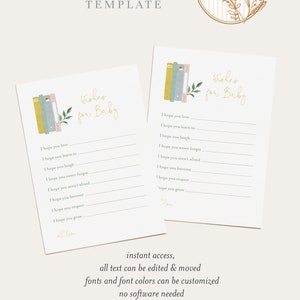 Wishes for Baby Gender Neutral Storybook Baby Shower Printable Game ...