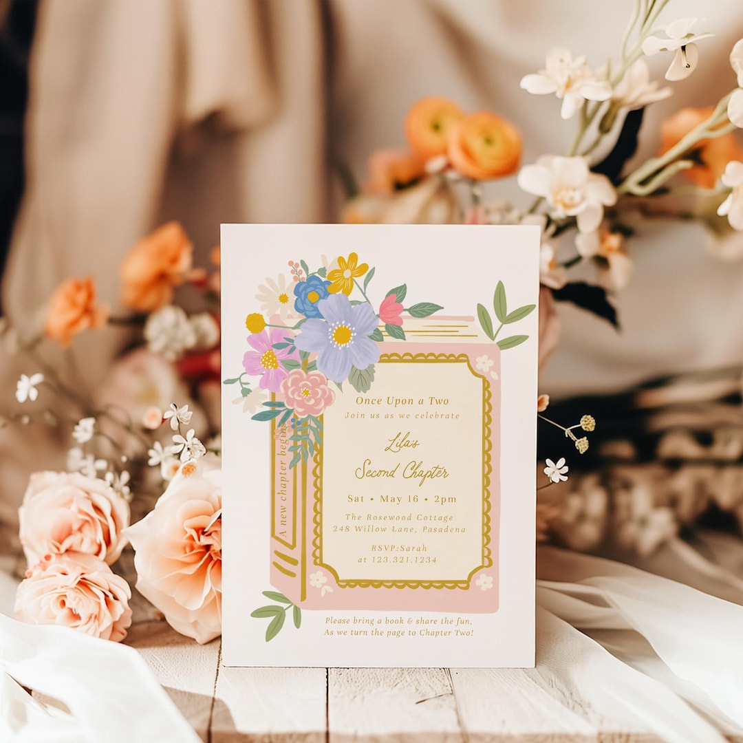 Storybook 2nd Birthday Invitation – Once Upon a Two Girl Birthday ...