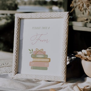 Volledig bewerkbare Boho Girl-verhalenboek babyshower tafelborden | Eerste bibliotheek, snackbar, voeg je eigen tekst toe | Kaarten en cadeaus#YA0