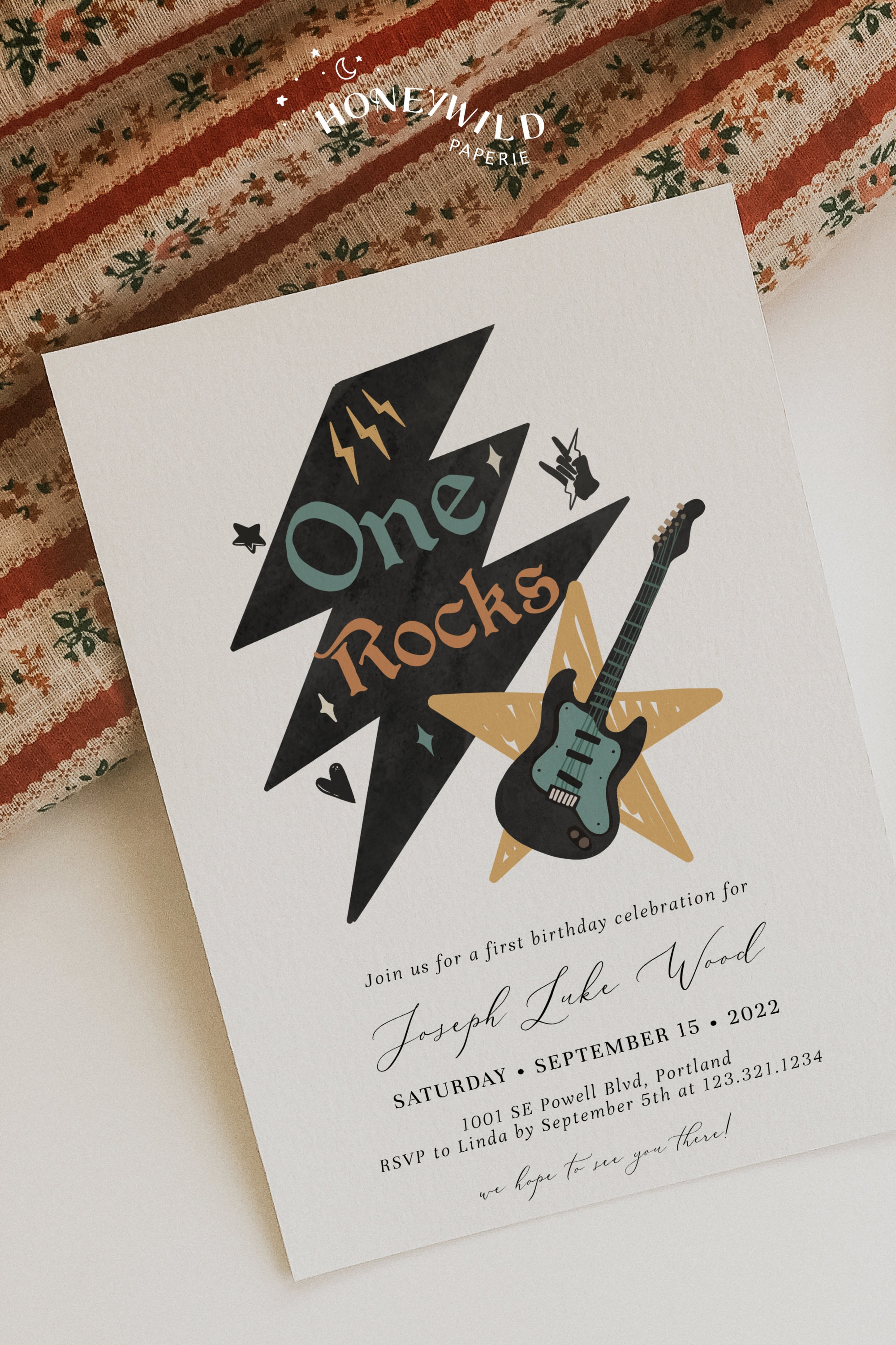 One Rocks First Birthday One Rocks Baby 1st Birthday Invitation, Rocked One Year Birthday ...