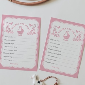 Editable Wishes for Baby Card - Cielito Lindo Girl Baby Shower Game - Pink Talavera Papel Picado Fiesta Theme#YH4