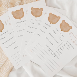 Bear Baby Shower Game, Prediction and Advice Cards, We Can Bearly Wait (Printable)