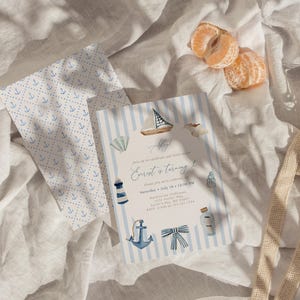 Little Sailor Nautical Birthday Invitation | Ahoy Sailor Birthday Party Invite | Blue Sailboat Invitation | Any Age | Fully Editable#YR8