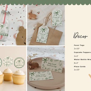 Complete Locally Grown baby shower bundle with matching invitations, games, books for baby cards, favor tags, welcome signs, and decor. Features green gingham patterns and hand drawn farmers market illustrations for garden, organic, and cottagecore themed baby shower celebrations.