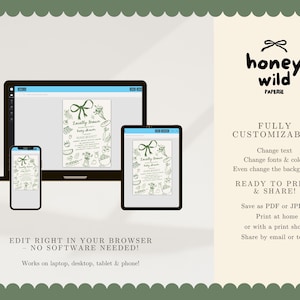 Complete Locally Grown baby shower bundle with matching invitations, games, books for baby cards, favor tags, welcome signs, and decor. Features green gingham patterns and hand drawn farmers market illustrations for garden, organic, and cottagecore themed baby shower celebrations.